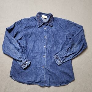 Vintage Lucille Jean Shirt With Embroidery And Shoulder Pads.
